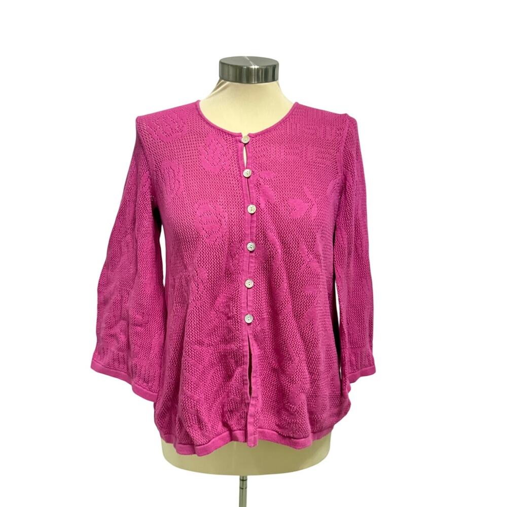 Gudrun Sjödén Pink Knitted Cardigan Size S Artsy Swedish Scandi Lagenlook